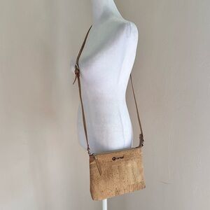 Corkor Crossbody Cork Bag with Zip Top and Adjustable Strap
